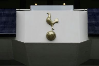 The Spurs logo at the Tottenham Hotspur Stadium in London -- team owner Joe Lewis was arrested in New York on insider trading chargesLewis, 86, is accused of furnishing employees and lovers with inside information for years in a "brazen" scheme that rak