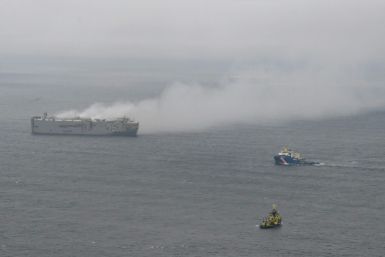 Crews were racing to douse the fire aboard a cargo ship off the Netherlands