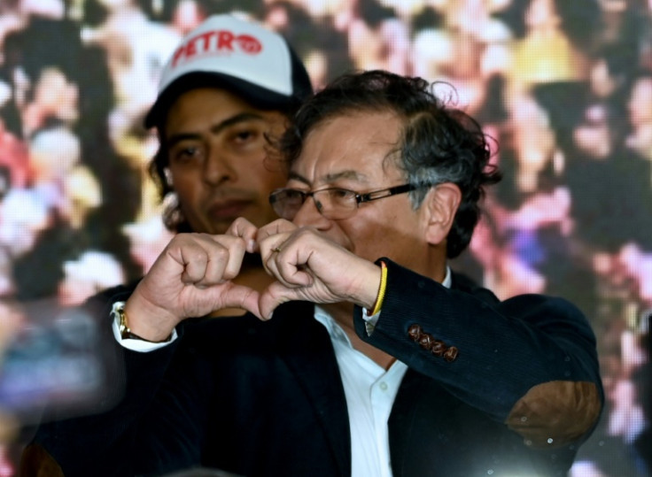 Gustavo Petro is seen with his son Nicolas on May 29, 2022 while campaigning for the presidency