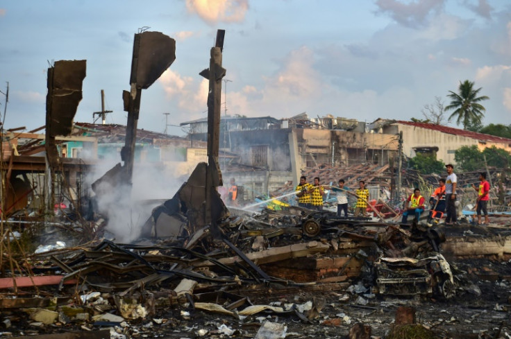 The explosion destroyed the warehouse and reportedly damaged hundreds of homes