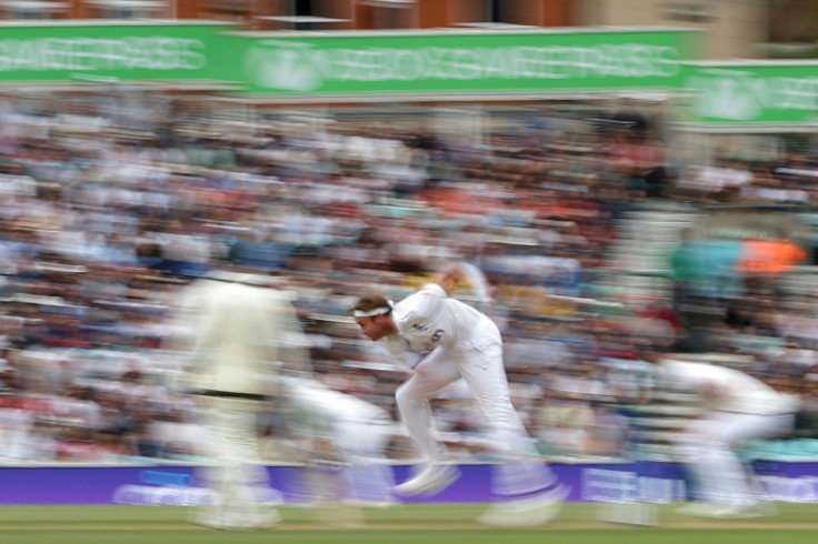 England's Stuart Broad bowls in the fifth Ashes Test at The Oval