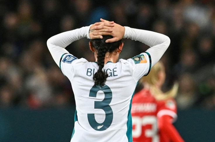 New Zealand's defender  Claudia Bunge reacts at the end of their loss