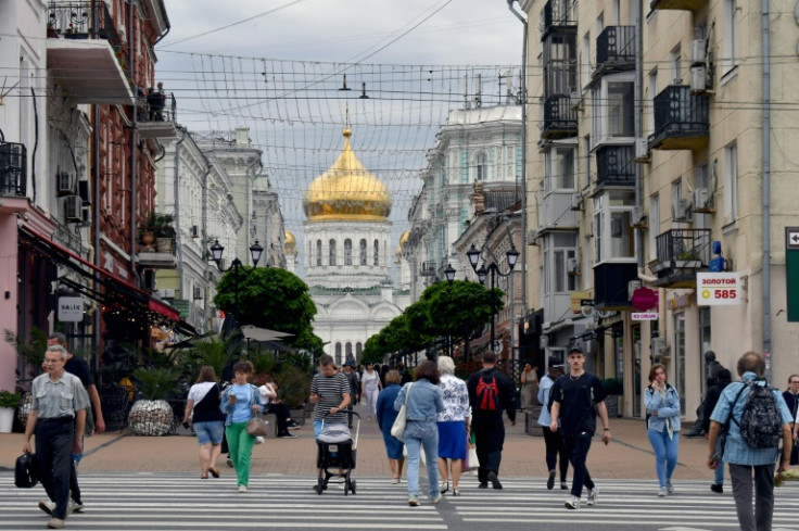 Residents walk in the southern city of Rostov-on-Don on June 13, 2023.