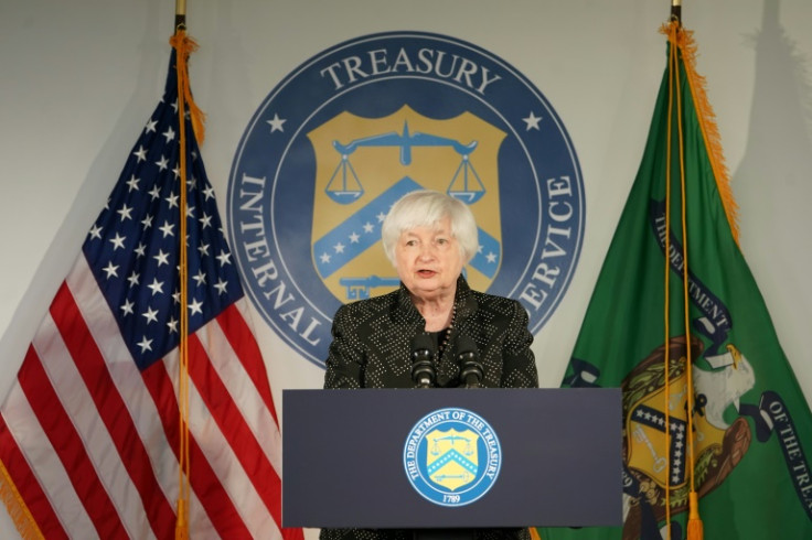 US Treasury Secretary Janet Yellen attends an event in McLean, Virginia a day after the world's biggest economy lost its top-tier credit rating from Fitch