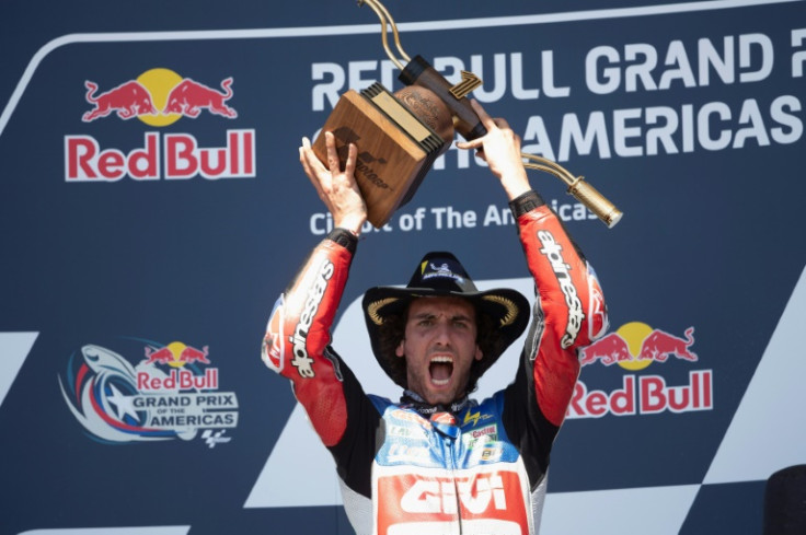 Alex Rins celebrating his win at the Grand Prix of the Americas