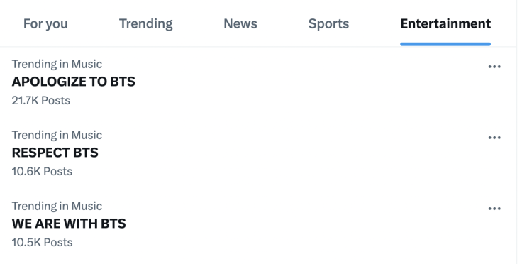 "APOLOGIZE TO BTS" Twitter trend