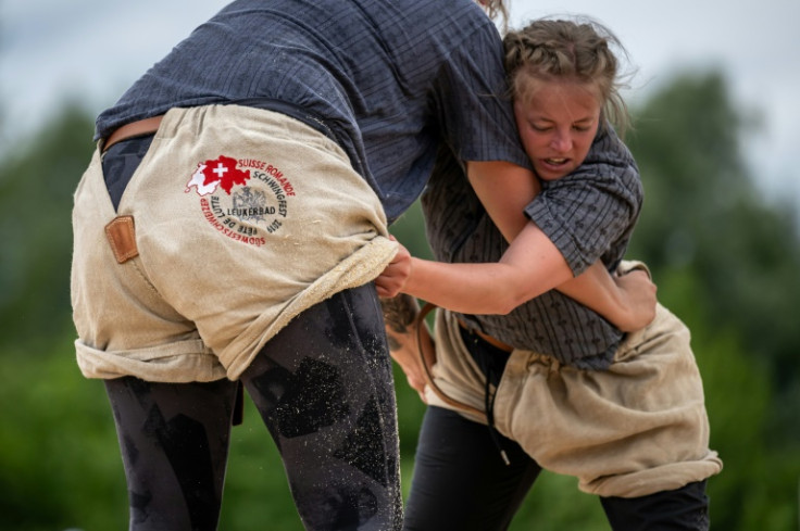 Gripping stuff: a women's Swiss wrestling bout