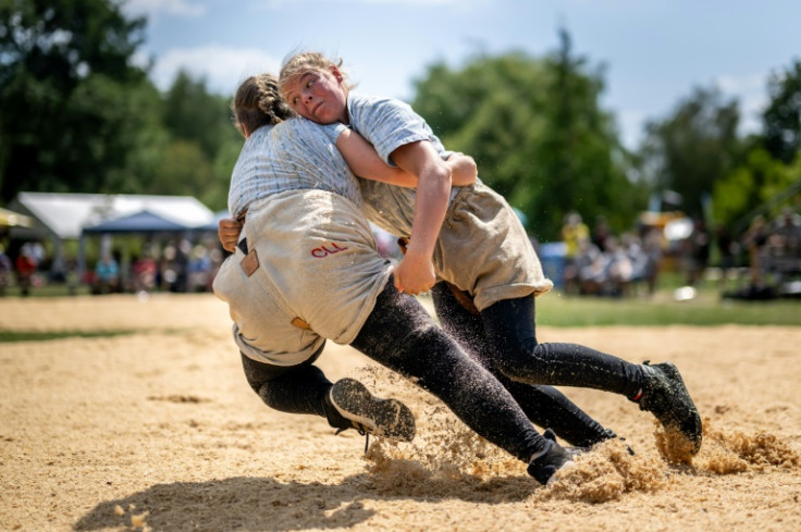 Taking no prisoners: a bout at the Romandy wrestling festival near Lausanne