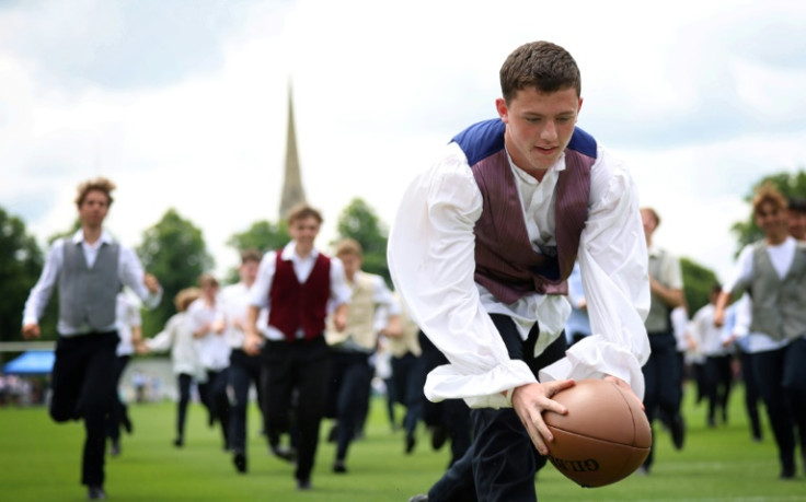 A pupil of Rugby School plays the role of William Webb Ellis in the bicentenary celebrations
