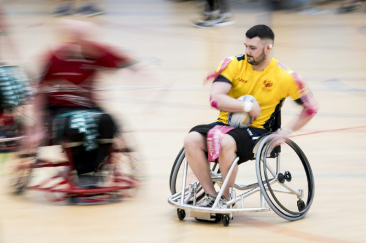 Calum Davidson (R) of Scotland makes a break during a Celtic Cup match against Wales in Edinburgh