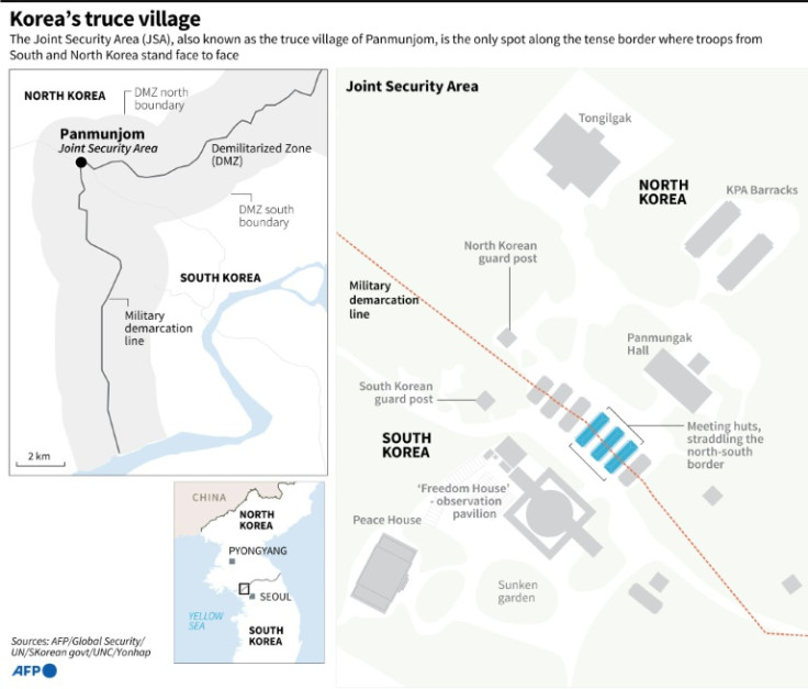 Map of the Joint Security Area in Panmunjom border truce village.