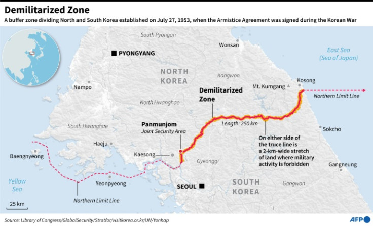 Map of the Demilitarized Zone that has divided the Korean peninsula since 1953.