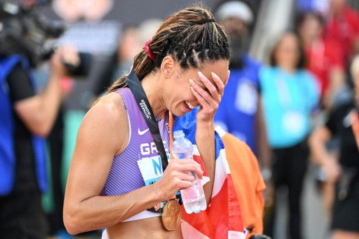 Britain's Katarina Johnson-Thompson wept on regaining her world heptathlon title