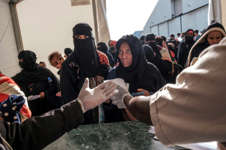 Ethiopians at the Bole Airport in Addis Ababa, on March 30, 2022, after their repatriation from Saudi Arabia
