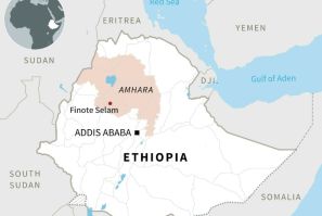 Map of Ethiopia locating Amhara region and the town of Finote Selam.