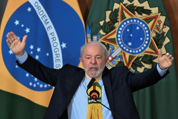 Brazilian President Luiz Inacio Lula da Silva delivers a speech during a ceremony to celebrate World Environment Day at the Planalto Palace in Brasilia on June 5, 2023.