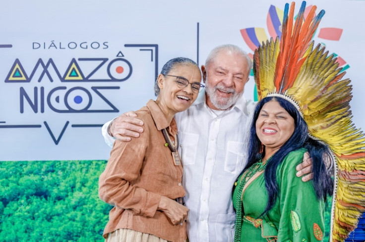Lula, Environment Minister Marina Silva and Indigenous Peoples Minister Sonia Guajajara at the Amazon Summit hosted by Brazil