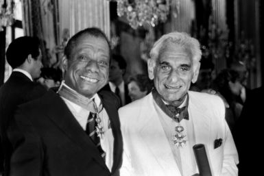 Leonard Bernstein with US writer James Baldwin in 1986 when they both received France's highest order of merit, the Legion d'honneur