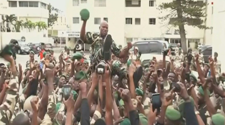 Nguema was held aloft triumphantly by his troops following the announcement of the coup