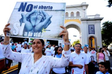 Members of civil and religious organizations protest against the decriminalization of abortion in the Mexican city of Guadalajara