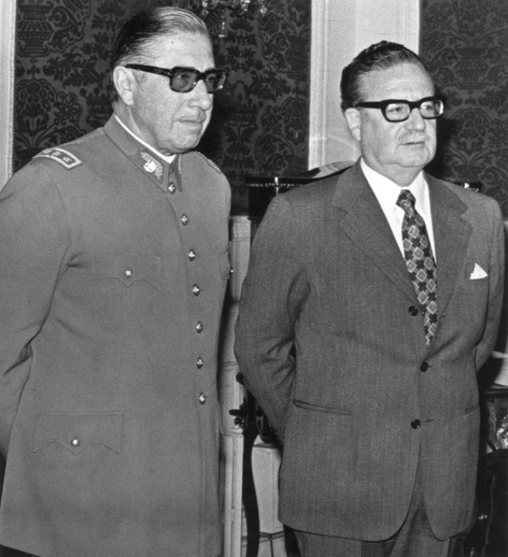 Pinochet (L), then head of the army, with Chilean president Salvador Allende who he would later overthrow in a coup