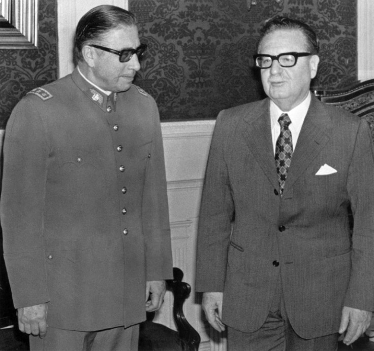 General Augusto Pinochet is pictured alongside socialist president Salvador Allende three weeks before the coup