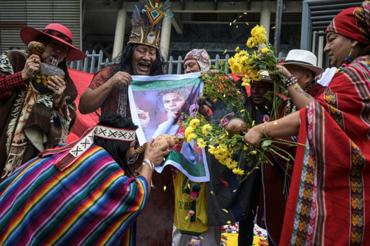 Peruvian shamans perform a ritual ahead of the 2026 FIFA World Cup South American qualifiers football match against Brazil