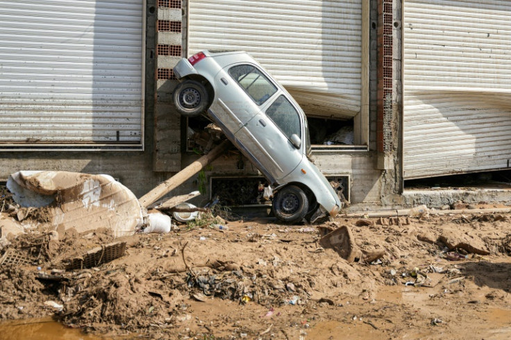 Flood damage in the eastern city of Derna where torrential rains caused a flashflood in a river that destroyed dams, bridges and buildings
