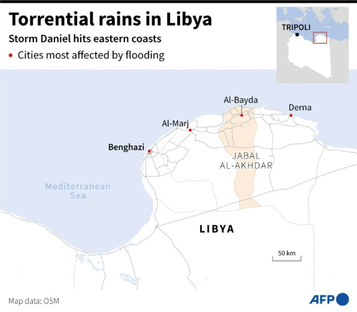 Map of flood-hit eastern Libya