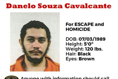 This undated image obtained from the Pennsylvania State Police shows the wanted poster for escaped convicted murderer Danelo Souza Cavalcante