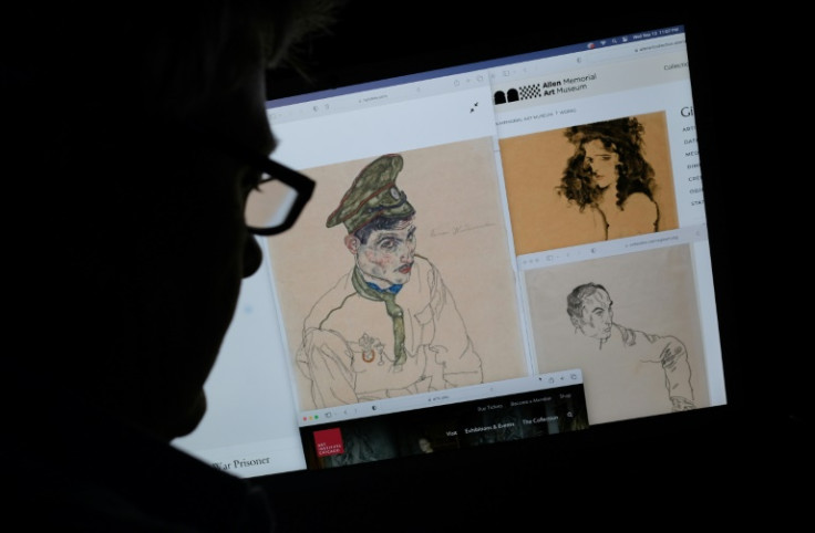 Three works of art by Austrian expressionist Egon Schiele, including 'Russian War Prisoner' from 1916, seen here at center, were seized by authorities in the United States in an operation to recover artwork allegedly stolen by the Nazis