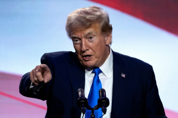 Former US president and Republican presidential hopeful Donald Trump speaks during the 'Pray Vote Stand' conservative Christian summit in Washington on September 15, 2023