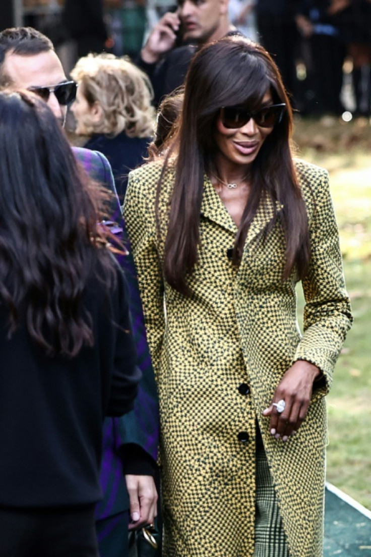 Model Naomi Campbell arrives for British fashion house Burberry's Spring/Summer 2024 collection