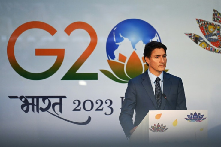 Canadian Prime Minister Justin Trudeau speaks after the closing of the G20 summit in New Delhi on September 10, 2023