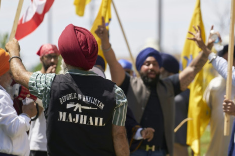 Khalistan supporters protest in front of the Indian Consulate in Toronto on July 8, 2023