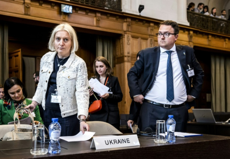 Ukraine's Anton Korynevych (R) at the ICJ in June 2023