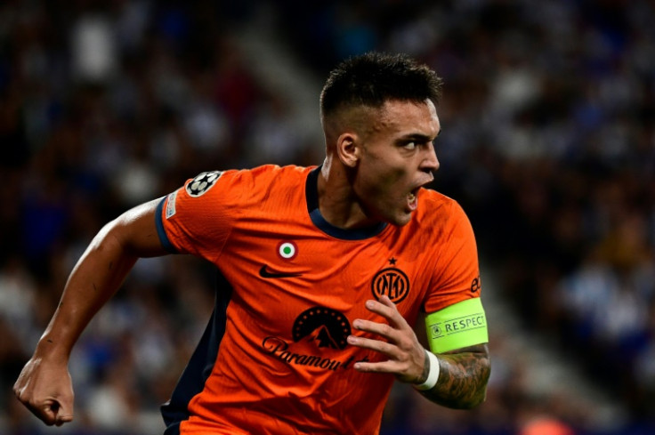 Lautaro Martinez celebrates after scoring Inter's late equaliser against Real Sociedad