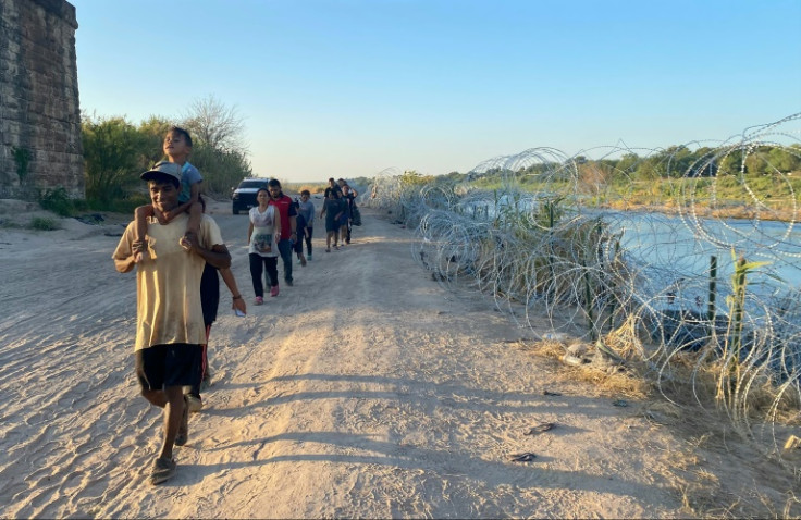 Hundreds of migrants, nearly all of them Venzuelan, crossed the Rio Grande into Texas, near Eagle Pass, on September 23, 2023
