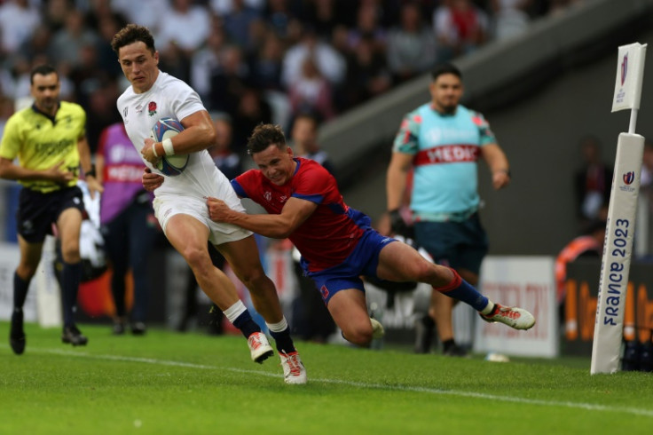 England's Henry Arundell joined a select band of players to have scored five tries in a World Cup game