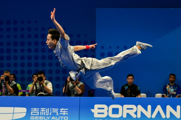 China's Sun Peiyuan on his way to gold in the men's changquan wushu final