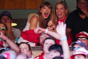 Taylor Swift is seen during a game between the Chicago Bears and the Kansas City Chiefs at Arrowhead Stadium on Sunday