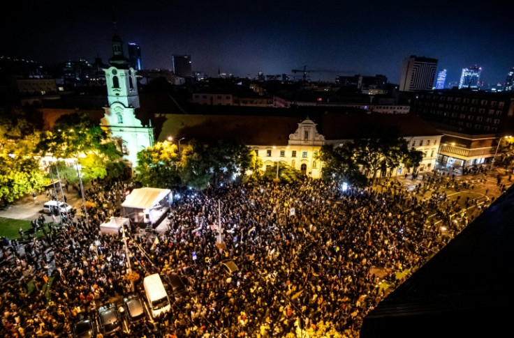 A Bratislava protest against the murder in October 2022 of two men at a gay bar