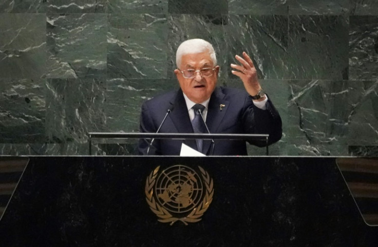Palestinian president Mahmoud Abbas addresses the UN General Assembly on September 21, 2023