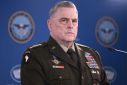 US Chairman of the Joint Chiefs of Staff General Mark Milley attends a press briefing at the Pentagon on March 15, 2023