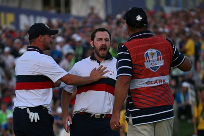 High on emotion: Patrick Cantlay celebrates after holing his birdie putt on the 18th