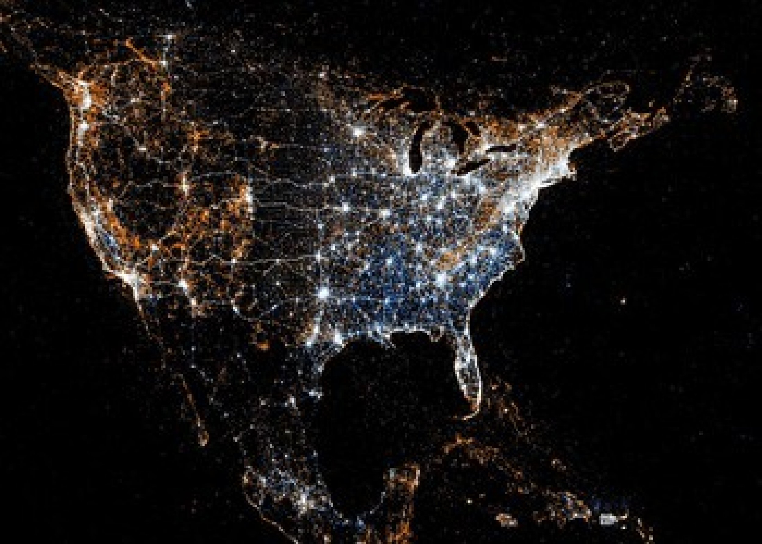Map showing Twitter, Flickr usage in U.S.
