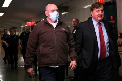 Former Trump Organization financial director Allen Weisselberg is seen with his lawyer at a New York court in January 2023