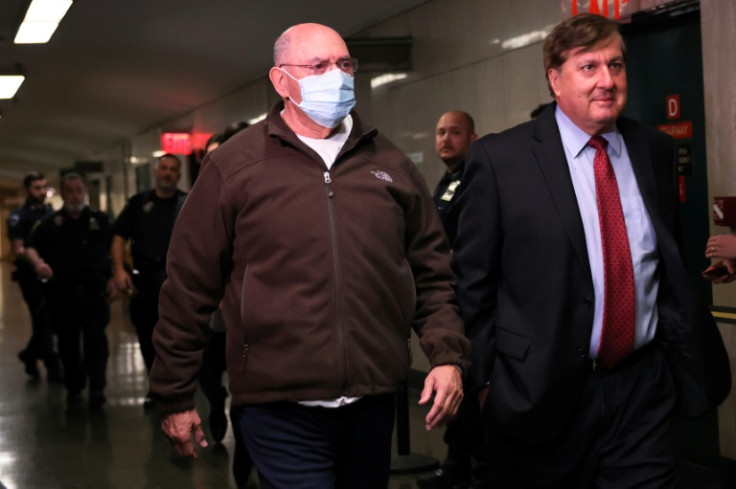 Former Trump Organization financial director Allen Weisselberg is seen with his lawyer at a New York court in January 2023
