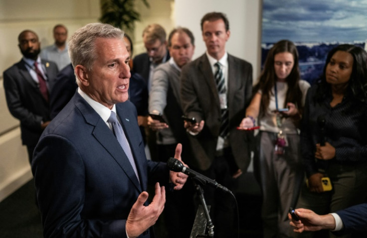 US House Speaker Kevin McCarthy, also seen in Washington on September 30, 2023 is facing challenges from the extreme right of his party