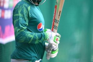 Net gain: Pakistan captain Babar Azam attends a practice session in Hyderabad